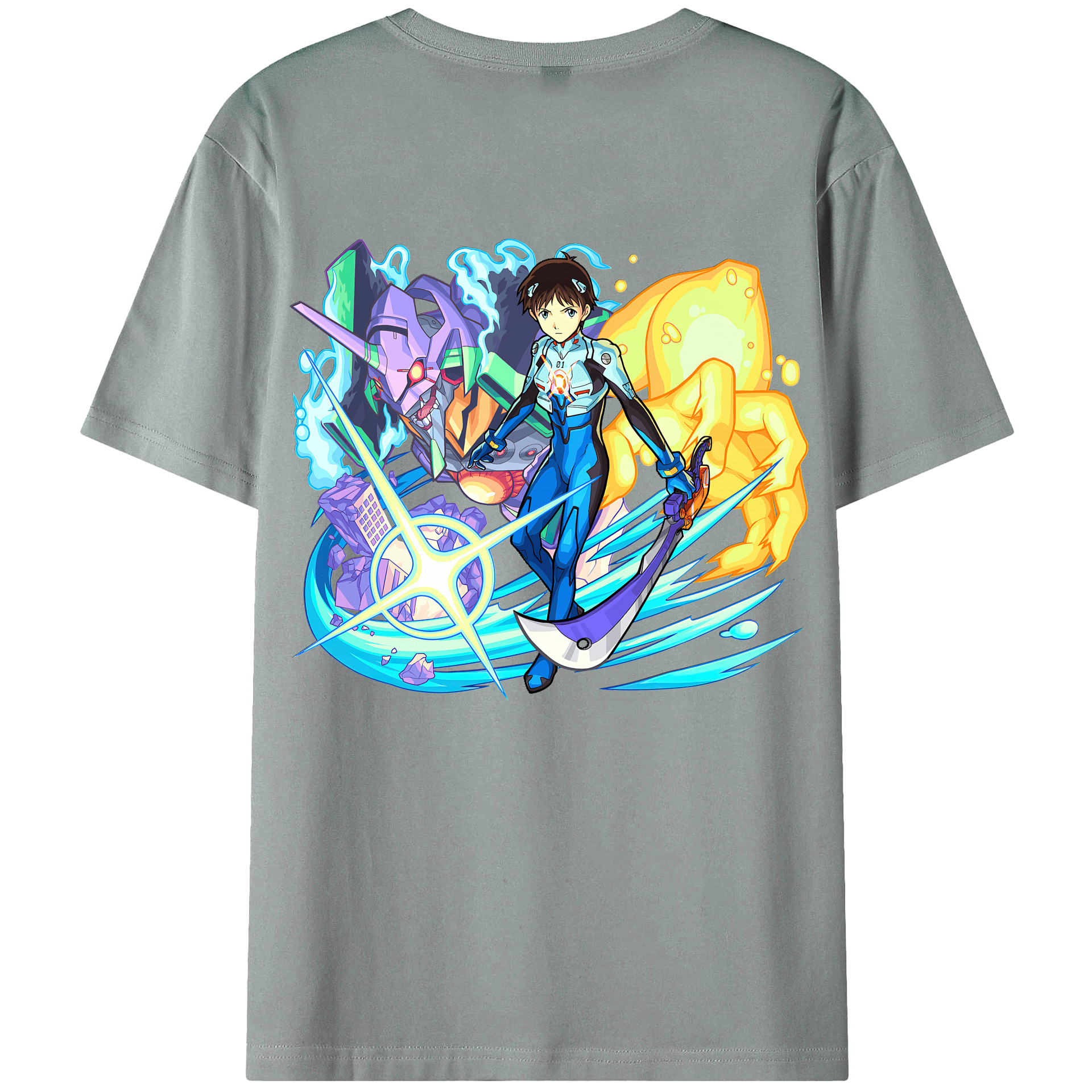 （画像用） EVA 新世紀エヴァンゲリオン 綿100％ メンズ半袖Tシャツ（バックプリント） 通気性
